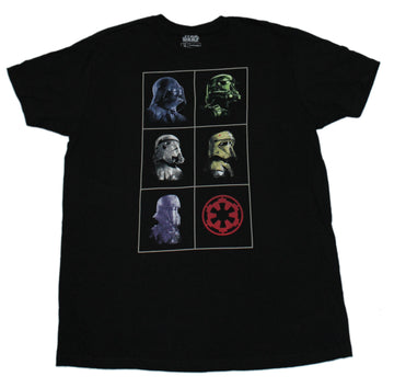 Star Wars Mens T-Shirt - Six Box Troopers & Vader Imperial Symbol