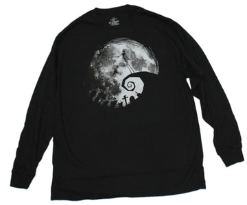 Nightmare Before Christmas Mens Long Sleeve Shirt - Silohuettes Over Moon