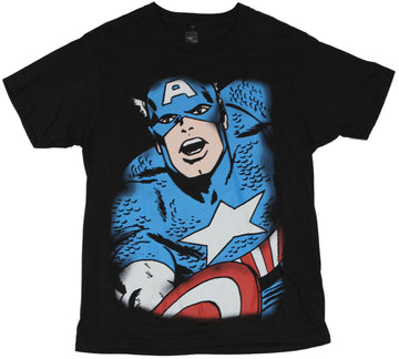 Captain America (Marvel Comics) Mens T-Shirt  - Stylized Giant Simple Cap Imag