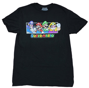 Super Mario Brothers Mens  T-Shirt - Boxed Mario Luigi Waluigi Wario