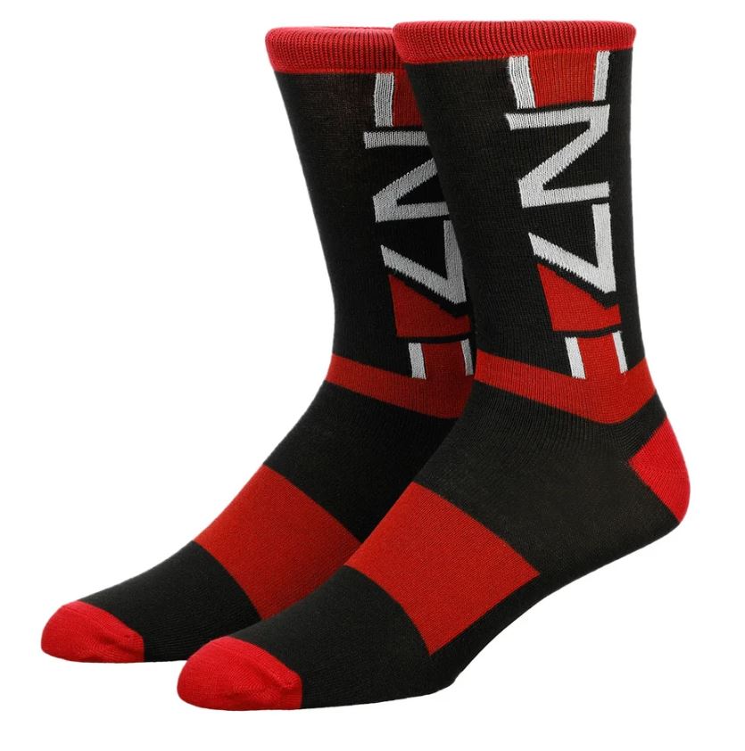 Mass Effect N7 Logo Black and Red Crew Socks (Sock Size  10 -13)