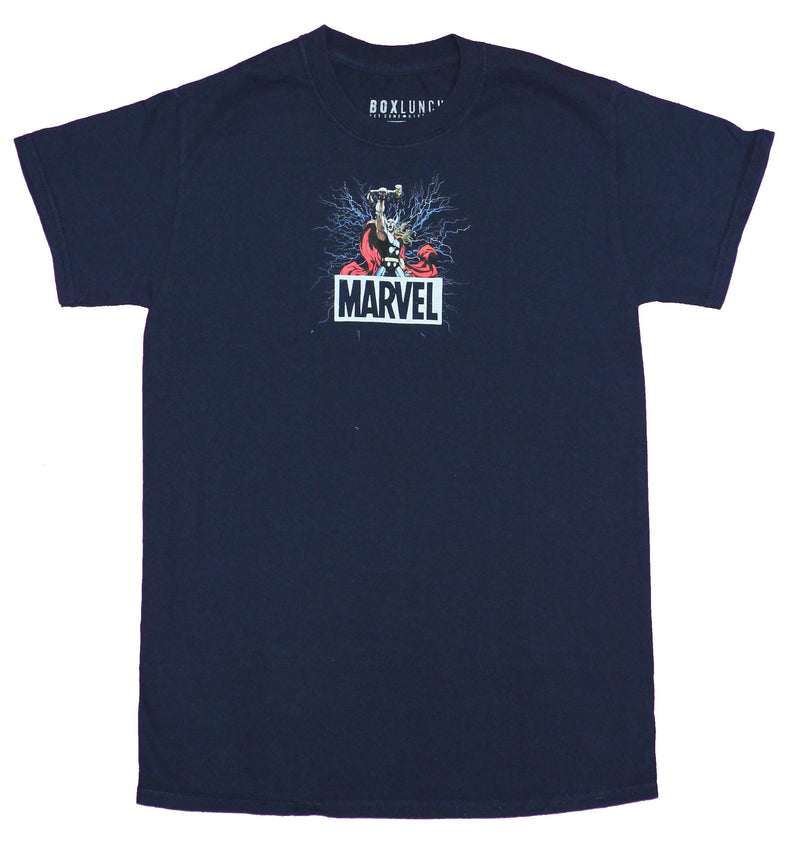 Thor Mens T-Shirt - Comic Hero Calls Lightning or Logo Center Image
