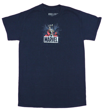 Thor Mens T-Shirt - Comic Hero Calls Lightning or Logo Center Image