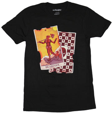 Deadpool (Marvel Comics)  Mens T-Shirt - Deadfool Burnt Tarot Card Image