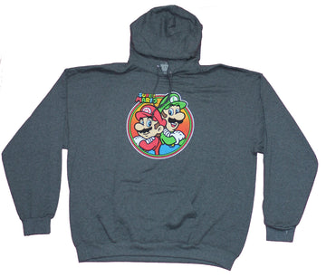 Super Mario Brothers Pull Over Hoodie - Mario Luigi Circle Image
