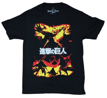 Attack on Titan Mens T-Shirt - Flaming Poster Image