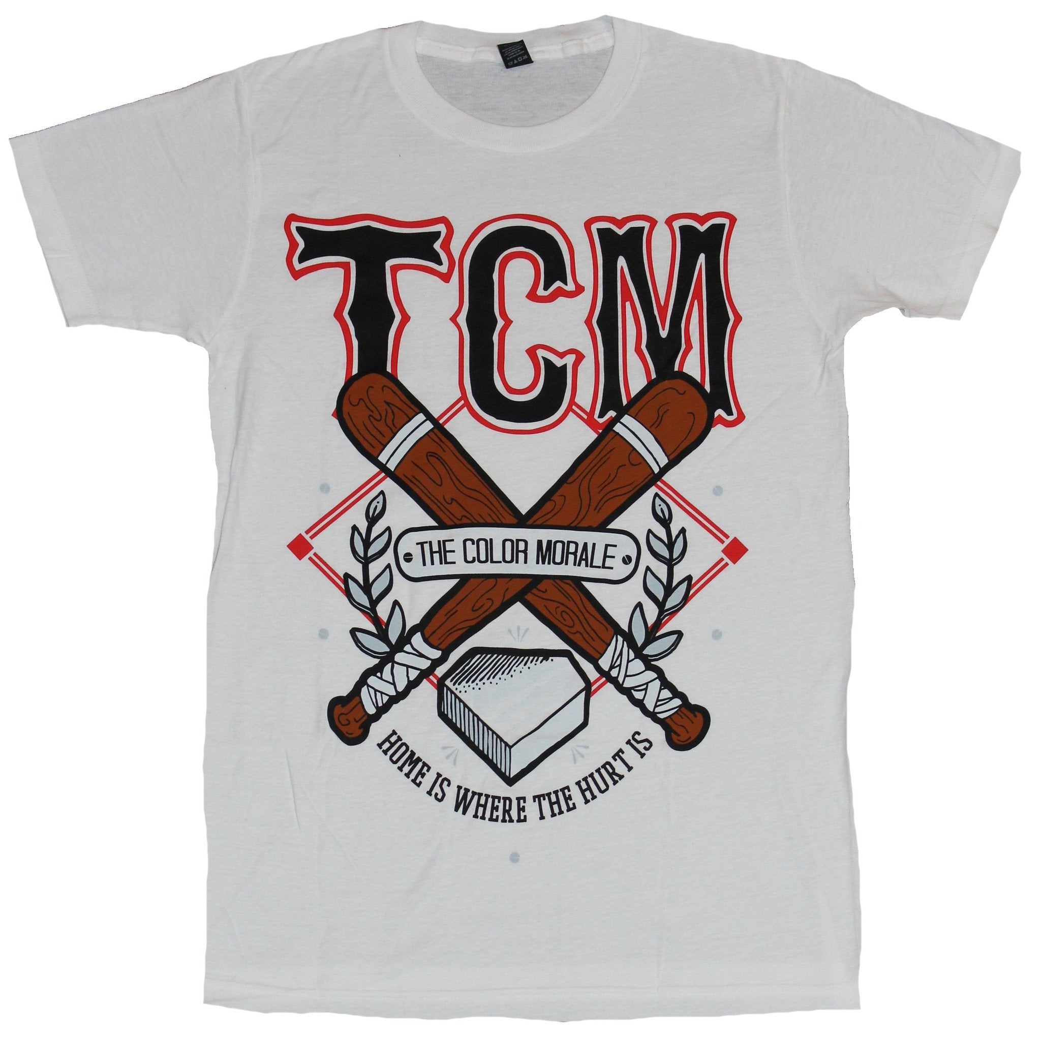 The Color Morale Mens T-Shirt - Home is Where the Hurt Is Crossed Bats Image