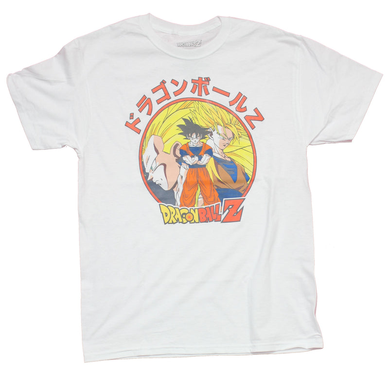 Dragon Ball Z Mens T-Shirt - Goku Multiple Versions In Kanji Circle - Inmyparentsbasement.com