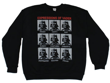 Star Wars Mens Crewneck Sweatshirt - Expressions of Vader Emotions Images