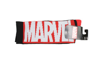 Classic Black and Red Marvel Block Letter Logo Mens Athletic Crew Socks