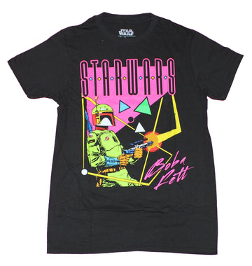 Star Wars  Mens T-Shirt - Boba Fett Neon Colors Hot Pink Logo