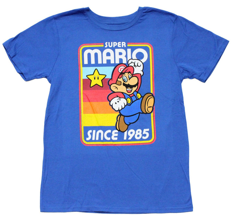 Super Mario Brothers Mens T-Shirt - Since 1985 Running  Rainbow