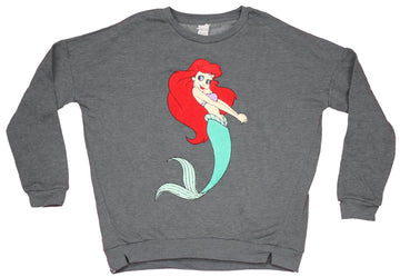 The Little Mermaid Girls Juniors Crewneck Sweatshirt - Raised Patch Shy Ariel Image