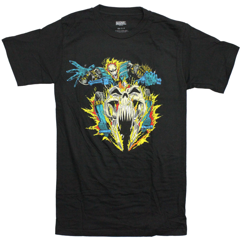 Ghost Rider Mens T-Shirt - Flaming Riding Skull Motorcycle Image - Inmyparentsbasement.com
