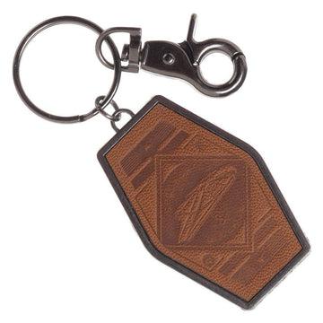 Han Solo Millenium Falcon Scoundrels and Outlaws Keychain, PU Leather with Metal Back, Disney Star Wars Stamped Design