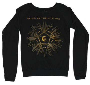 Bring Me The Horizon Girls Juniors Light  Sweatshirt - Starburst Eyed Star Image
