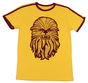 Star Wars Grils Juniors Oversized Style T-Shirt - Crushed Velvet Maroon Chewbacca Face