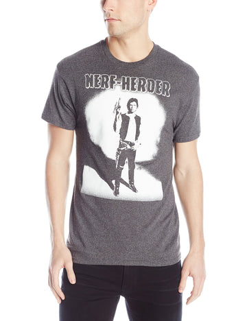 Star Wars Mens T-Shirt - Han Solo Nerf Herder Standing Up Image