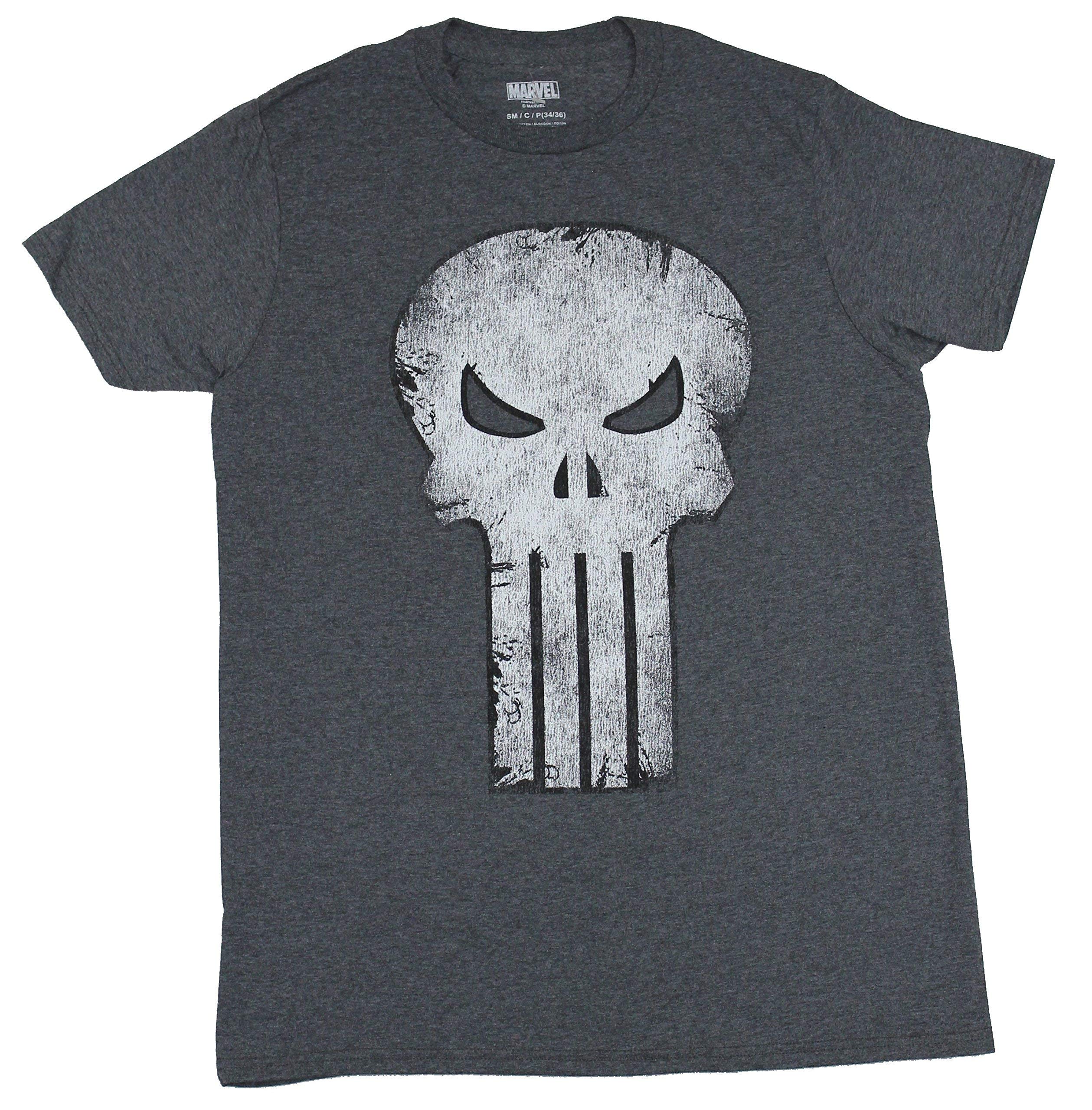 The Punisher (Marvel) Mens T-Shirt - Cracked Edges Classic Distressed Logo Image