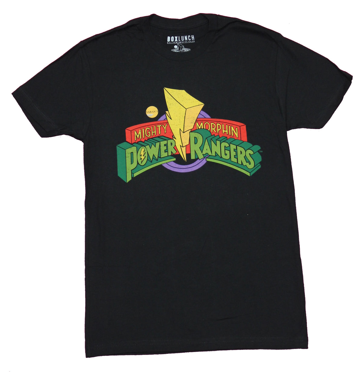 Mighty Morphin Power Rangers Mens T-Shirt - Classic Logo Lighting Imag ...