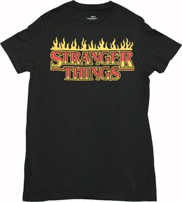 Stranger Things Mens T-Shirt - Flaming Word Logo