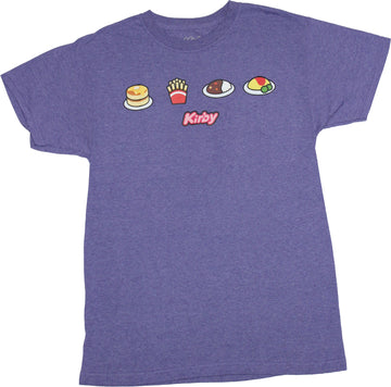 Kirby Mens T-Shirt -Mini Food Spread Giant Kirby On Back