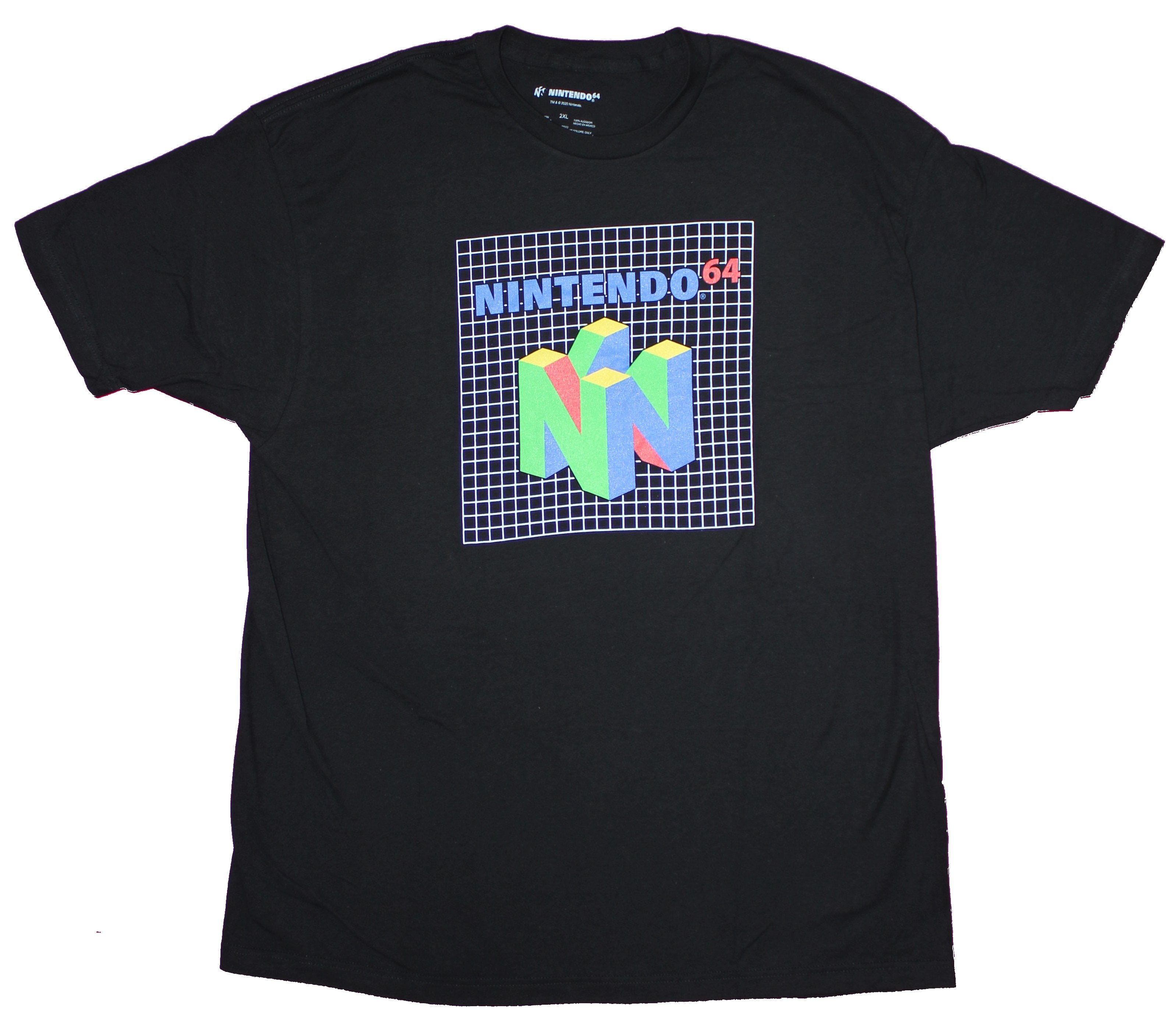 Nintendo 64 Mens T-Shirt  - Nintendo 64 Logo on Grid Image