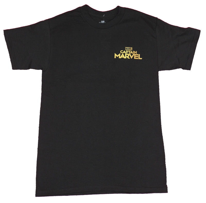 Captain Marvel Mens T-Shirt - Colorful Spacy Name Image on Back