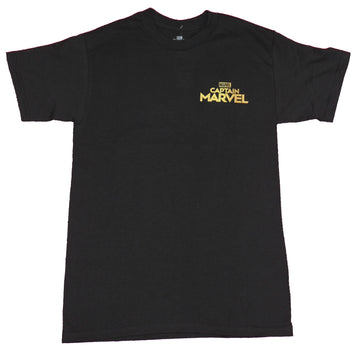 Captain Marvel Mens T-Shirt - Colorful Spacy Name Image on Back