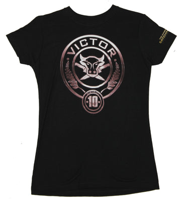 Hunger Games Juniors Girls T-Shirt - District 10 Victor Bull And Knife Image
