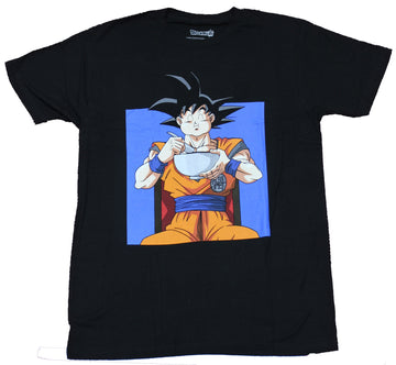 Dragon Ball Z Mens T-Shirt - Full Colored Goku Enjoying Ramen