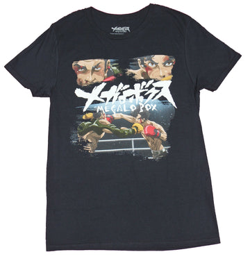 Megalo Box Mens T-Shirt - Boxing Face Off with Kanji Between