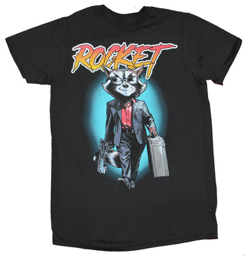 Guardians of the Galaxy Mens T-Shirt - Comic Rocket Raccoon Suited Up