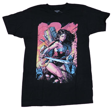 Wonder Woman Mens T-Shirt - Jim Lee Art Battling Comic Image