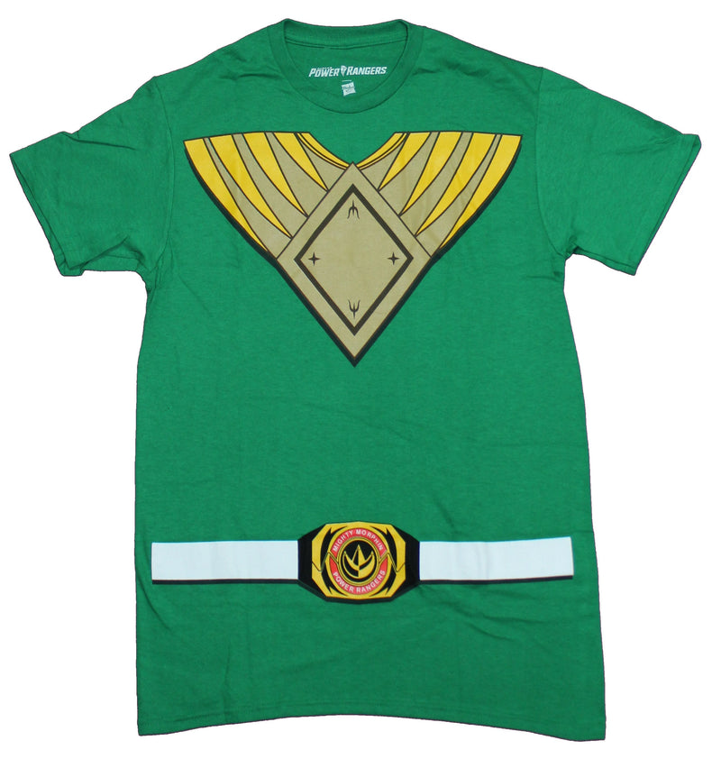 Mighty Morphin Power Rangers Mens T-Shirt - Green Ranger Fancy Costume Front