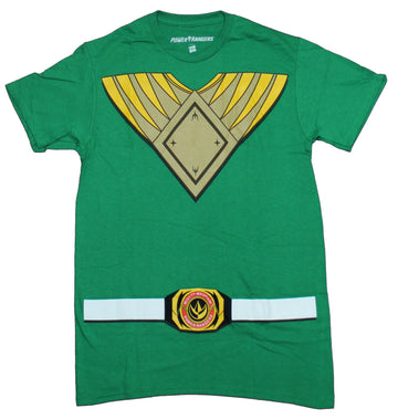 Mighty Morphin Power Rangers Mens T-Shirt - Green Ranger Fancy Costume Front