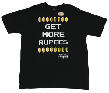 Legend of Zelda Mens T-Shirt - "Get More Rupees" Coin Word Images
