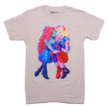 Harley Quinn Mens T-Shirt -Being Kissed by Poision Ivy