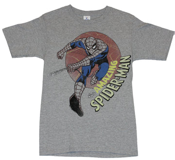 Spider-Man(Marvel Comics) Mens T-Shirt - Web Shooting Circle Logo Image