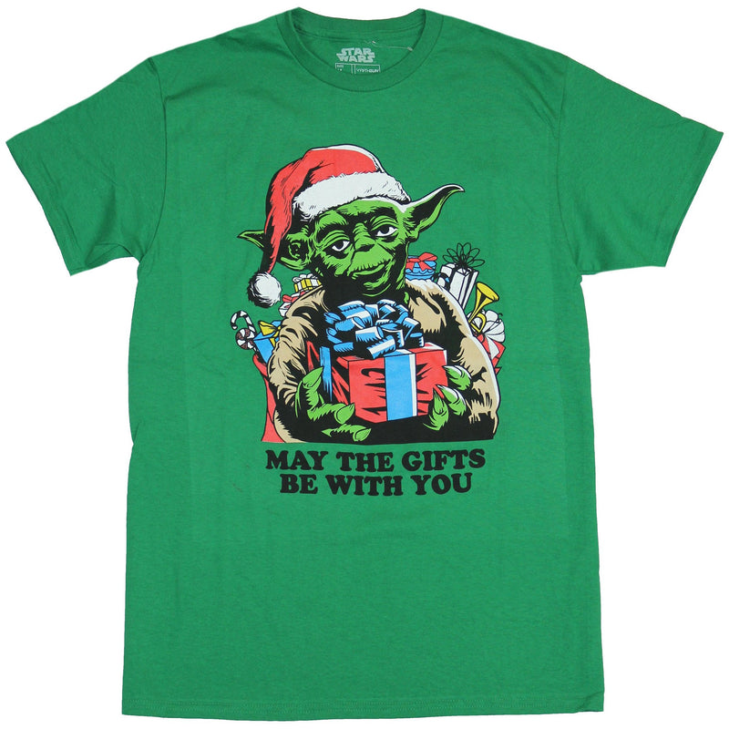 Star Wars Mens T-Shirt - May the Gifts Be with You Christmas Yoda Image - Inmyparentsbasement.com