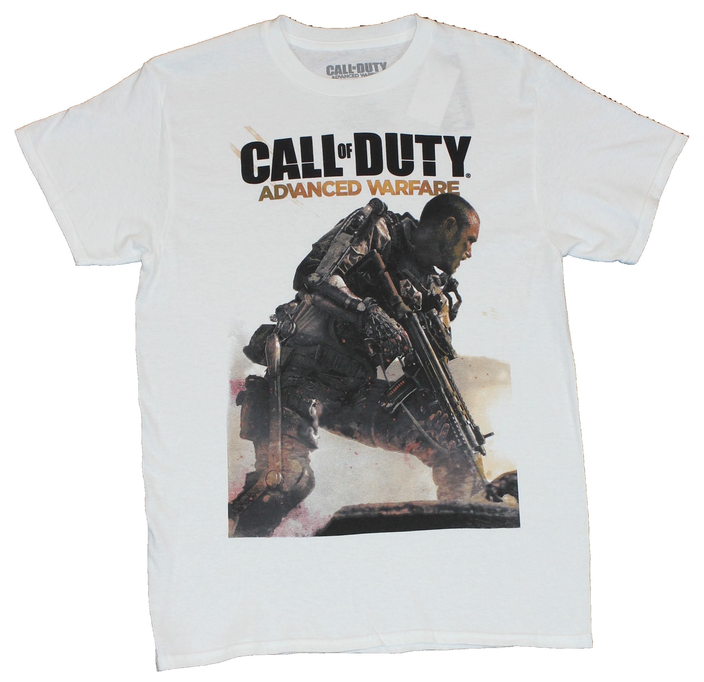 Call of Duty Advanced Warfare Mens T-Shirt - Crouched Battle Worn Solider Image