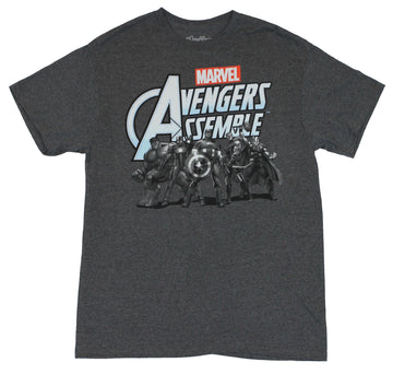 The Avengers (Marvel Comics) Mens T-Shirt - Avengers Assemble Grayscale Heroes