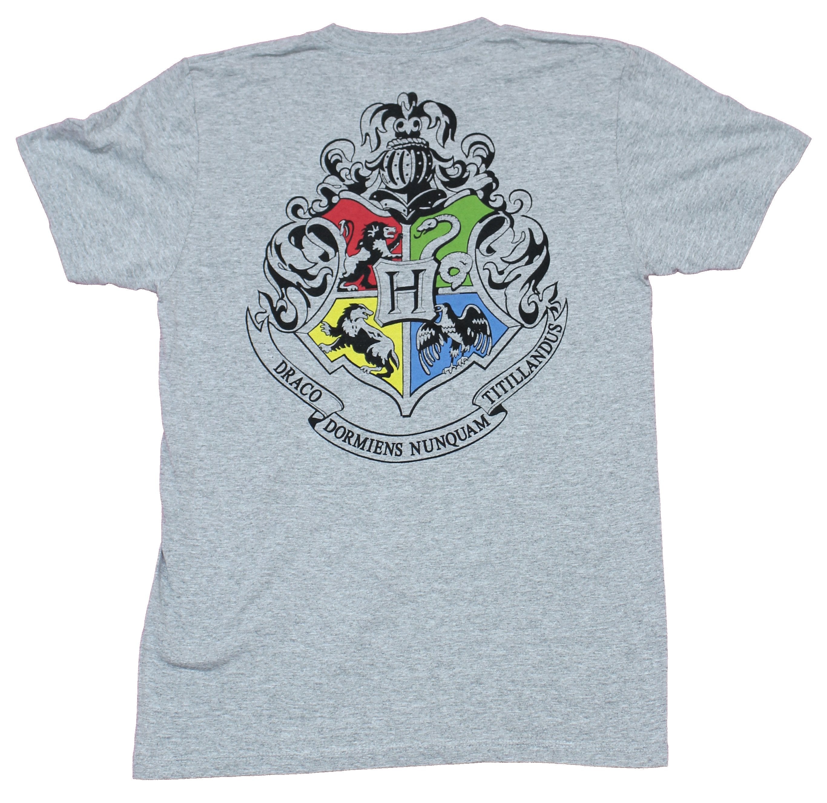 Harry Potter Mens T-Shirt  -  Hogwarts Lapel Large Crest Back Image