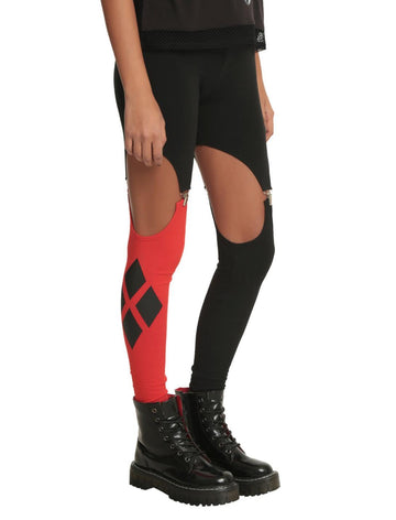 DC Comics Harleen Collection Red And Black Garter Leggings