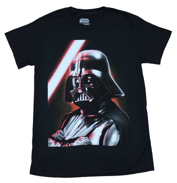 Star Wars Mens T-Shirt - Darth Vader Face Lit by Saber Glow