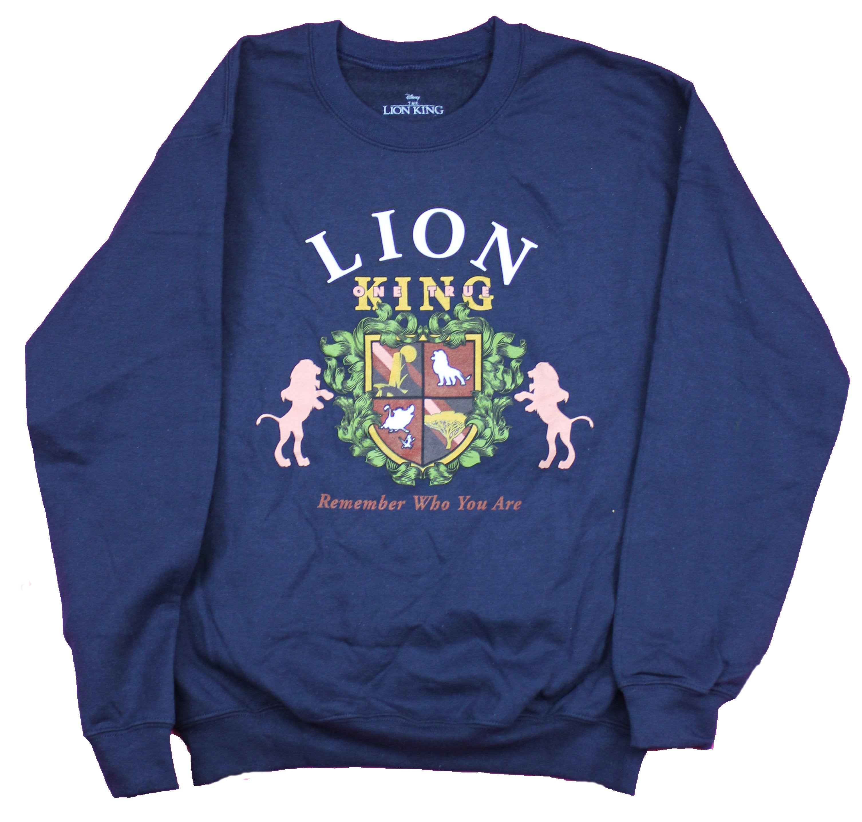 The Lion King  Disney Mens Crewneck Sweatshirt - Crest Remember Who You Are Blue