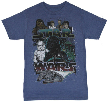 Star Wars Mens T-Shirt -  Rebel Forces Above Imperial Forces Amid Word Logo