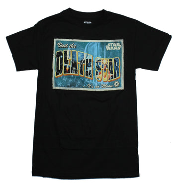 Star Wars Mens T-Shirt - Visit the Death Star Post Card Image