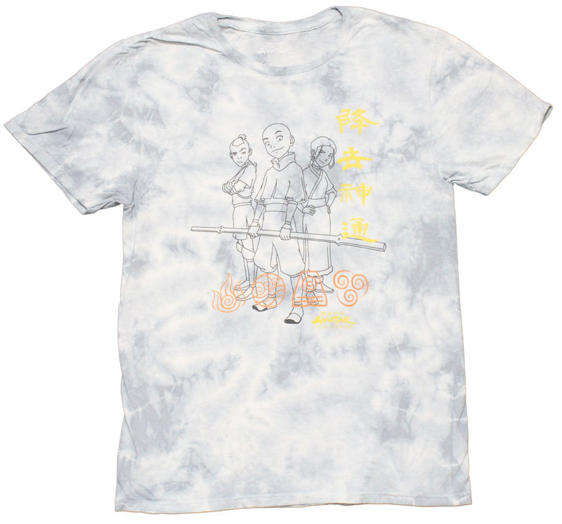 Avatar The Last Airbender - Trio Outline over Elements Symbols Tie Dye