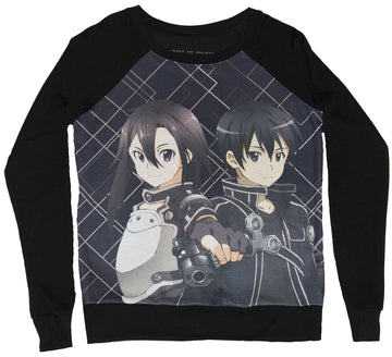 Sword Art online  Girls Juniors Light Sweatshirt - Characters Allover Image